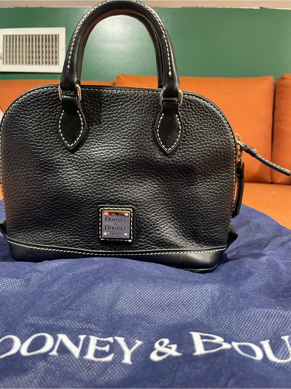 Dooney & Bourke Black Pebbled Leather Mini Satchel